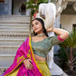 Lorenvalley Mustard Tussar Silk Kalamkari With Foil Work Lehenga Choli with Dupatta | Swadesiicart