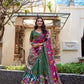 Lorenvalley Mehendi Tussar Silk Kalamkari With Foil Work Lehenga Choli | Swadesiicart