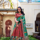 Lorenvalley Rust Tussar Silk Kalamkari With Foil Work Lehenga Choli | Swadesiicart