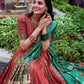 Lorenvalley Rust Tussar Silk Kalamkari With Foil Work Lehenga Choli | Swadesiicart