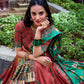 Lorenvalley Rust Tussar Silk Kalamkari With Foil Work Lehenga Choli | Swadesiicart