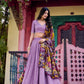 Lorenvalley Lavender Vichitra Silk Sequins and Thread Embroidery Work with Kalamkari Print Border Lehenga Choli with Dupatta | Swadesiicart