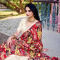 Lorenvalley Off White Vichitra Silk Sequins and Thread Embroidery Work with Kalamkari Print Border Lehenga Choli with Dupatta | Swadesiicart