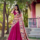 Lorenvalley Pink Vichitra Silk Sequins and Thread Embroidery Work with Kalamkari Print Border Lehenga Choli with Dupatta | Swadesiicart