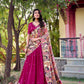 Lorenvalley Pink Vichitra Silk Sequins and Thread Embroidery Work with Kalamkari Print Border Lehenga Choli with Dupatta | Swadesiicart
