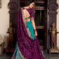 Lorenvalley Firozi Tussar Silk Printed With Foil Work Lehenga Choli with Dupatta | Swadesiicart