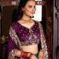 Lorenvalley Firozi Tussar Silk Printed With Foil Work Lehenga Choli with Dupatta | Swadesiicart