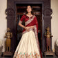 Lorenvalley Off White Tussar Silk Printed With Foil Work Lehenga Choli with Dupatta | Swadesiicart
