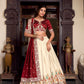 Lorenvalley Off White Tussar Silk Printed With Foil Work Lehenga Choli with Dupatta | Swadesiicart