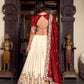 Lorenvalley Off White Tussar Silk Printed With Foil Work Lehenga Choli with Dupatta | Swadesiicart