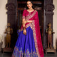 Lorenvalley Royal Blue Tussar Silk Printed With Foil Work Lehenga Choli with Dupatta | Swadesiicart