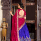 Lorenvalley Royal Blue Tussar Silk Printed With Foil Work Lehenga Choli with Dupatta | Swadesiicart