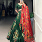 Lorenvalley Green Tussar Silk Printed And Foil Work With Lace Touch Up Lehenga Choli with Dupatta | Swadesiicart