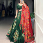 Lorenvalley Green Tussar Silk Printed And Foil Work With Lace Touch Up Lehenga Choli with Dupatta | Swadesiicart