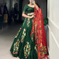 Lorenvalley Green Tussar Silk Printed And Foil Work With Lace Touch Up Lehenga Choli with Dupatta | Swadesiicart