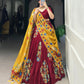 Lorenvalley Maroon Tussar Silk Printed And Foil Work With Lace Touch Up Lehenga Choli with Dupatta | Swadesiicart