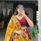 Lorenvalley Maroon Tussar Silk Printed And Foil Work With Lace Touch Up Lehenga Choli with Dupatta | Swadesiicart