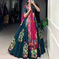 Lorenvalley Teal Tussar Silk Printed And Foil Work With Lace Touch Up Lehenga Choli with Dupatta | Swadesiicart
