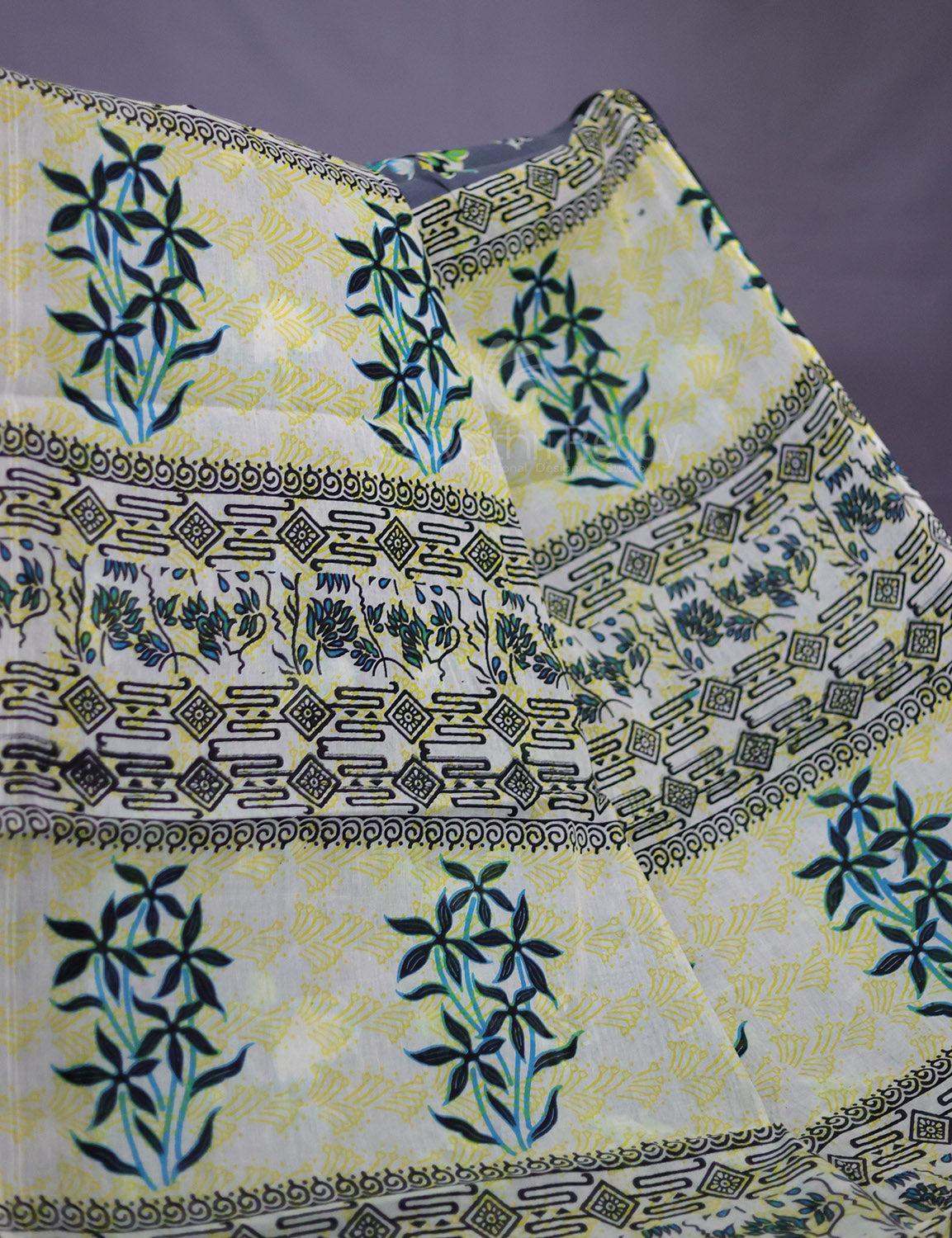 Grey Colour Combo With Brid Print Pure Mulmul Cotton Saree By Gayathri Reddy Designer Studio | Swadesiicart