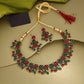 Tehzeeb Creations Green And Maroon Pack of 1 Gold-Polished Choker Necklace Set With Earring For Women & Girls - Swadesiicart