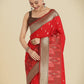 Monjolika Fashion Red Color Banarasi Soft Silk Trendy Saree | Swadesiicart