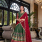 Lorenvalley Green Kanchipuram Printed With Zari Weaving Work Lehenga Choli with Dupatta | Swadesiicart