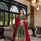 Lorenvalley Green Kanchipuram Printed With Zari Weaving Work Lehenga Choli with Dupatta | Swadesiicart