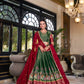 Lorenvalley Green Kanchipuram Printed With Zari Weaving Work Lehenga Choli with Dupatta | Swadesiicart