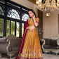 Lorenvalley Mustard Kanchipuram Printed With Zari Weaving Work Lehenga Choli with Dupatta | Swadesiicart