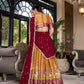 Lorenvalley Mustard Kanchipuram Printed With Zari Weaving Work Lehenga Choli with Dupatta | Swadesiicart