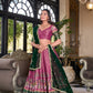Lorenvalley Pink Kanchipuram Printed With Zari Weaving Work Lehenga Choli with Dupatta | Swadesiicart
