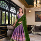 Lorenvalley Purple Kanchipuram Printed With Zari Weaving Work Lehenga Choli with Dupatta | Swadesiicart