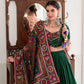 Lorenvalley Fashion Green Tasar Silk Gamthi Print With Embossed Design And Gotta Patti Lace Touch Up Lehenga Choli with Dupatta | Swadesiicart