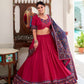 Lorenvalley Fashion Pink Tasar Silk Gamthi Print With Embossed Design And Gotta Patti Lace Touch Up Lehenga Choli with Dupatta | Swadesiicart