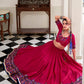 Lorenvalley Fashion Pink Tasar Silk Gamthi Print With Embossed Design And Gotta Patti Lace Touch Up Lehenga Choli with Dupatta | Swadesiicart