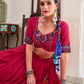 Lorenvalley Fashion Pink Tasar Silk Gamthi Print With Embossed Design And Gotta Patti Lace Touch Up Lehenga Choli with Dupatta | Swadesiicart