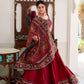 Lorenvalley Fashion Red Tasar Silk Gamthi Print With Embossed Design And Gotta Patti Lace Touch Up Lehenga Choli with Dupatta | Swadesiicart
