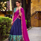 Lorenvalley Fashion Navy Blue Aastha Silk Printed with Zari Weaving Work Lehenga Choli with Dupatta - Swadesiicart