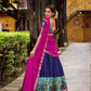 Lorenvalley Fashion Navy Blue Aastha Silk Printed with Zari Weaving Work Lehenga Choli with Dupatta - Swadesiicart