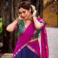 Lorenvalley Fashion Navy Blue Aastha Silk Printed with Zari Weaving Work Lehenga Choli with Dupatta - Swadesiicart