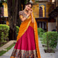 Lorenvalley Fashion Pink Aastha Silk Printed with Zari Weaving Work Lehenga Choli with Dupatta - Swadesiicart