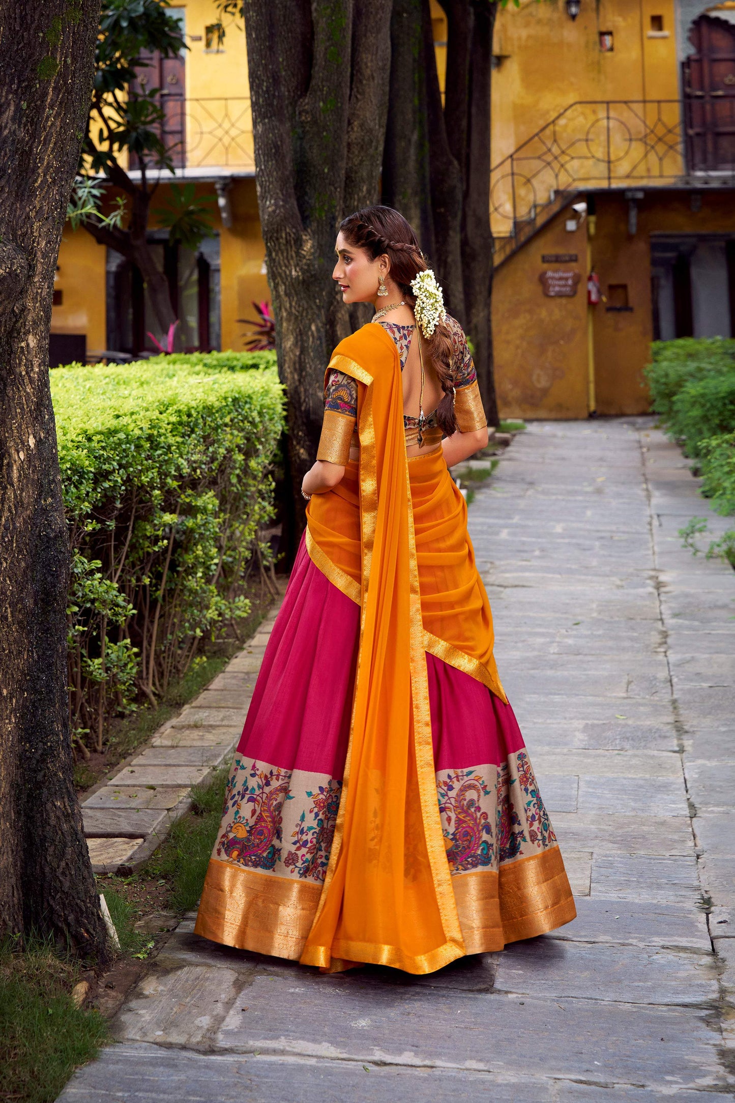 Lorenvalley Fashion Pink Aastha Silk Printed with Zari Weaving Work Lehenga Choli with Dupatta - Swadesiicart