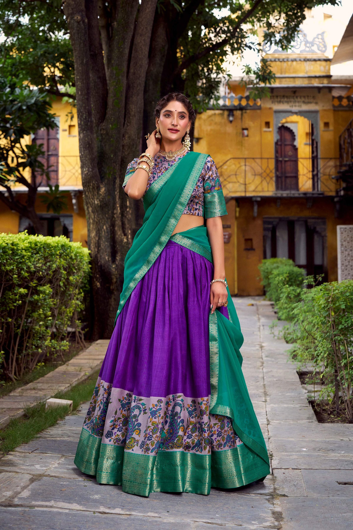 Lorenvalley Fashion Purple Aastha Silk Printed with Zari Weaving Work Lehenga Choli with Dupatta - Swadesiicart