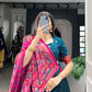 Lorenvalley Teal Tussar Silk Printed With Foil Work Lehenga Choli with Dupatta | Swadesiicart