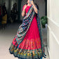 Lorenvalley Pink Tussar Silk Printed With Foil Work Lehenga Choli with Dupatta | Swadesiicart