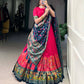 Lorenvalley Pink Tussar Silk Printed With Foil Work Lehenga Choli with Dupatta | Swadesiicart