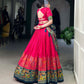 Lorenvalley Pink Tussar Silk Printed With Foil Work Lehenga Choli with Dupatta | Swadesiicart