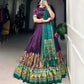 Lorenvalley Purple Tussar Silk Printed With Foil Work Lehenga Choli with Dupatta | Swadesiicart