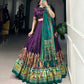 Lorenvalley Purple Tussar Silk Printed With Foil Work Lehenga Choli with Dupatta | Swadesiicart