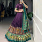Lorenvalley Purple Tussar Silk Printed With Foil Work Lehenga Choli with Dupatta | Swadesiicart
